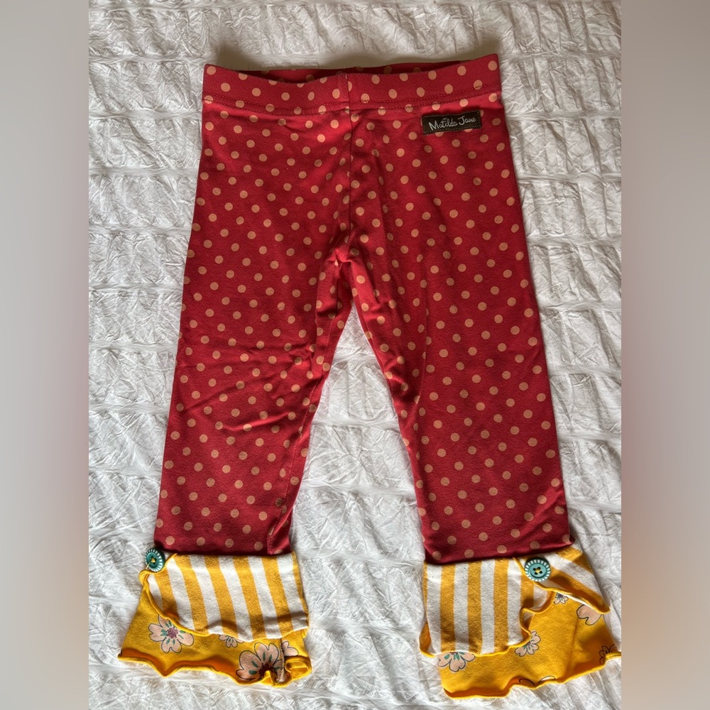 Matilda Jane Hall Pas Scrappy Leggings Button Detail Size 4 VGUC